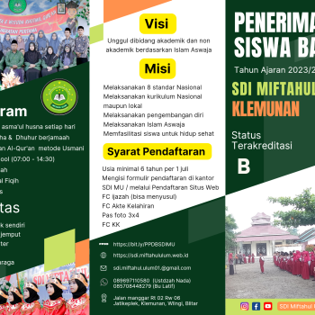 Penerimaan Peserta Didik Baru SDI Miftahul Ulum Klemunan